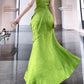 Vintage Sheath Spaghetti Straps Sleeveless Green Slit Prom Dresses Evening Dress C2426