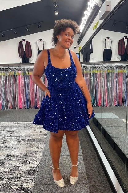 Sexy Sequin Scoop A-line Short Homecoming Dress C2436