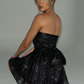 Sparkling V-neck A-line Mini Prom Dress With Bow Black Homecoming Dresses C2444