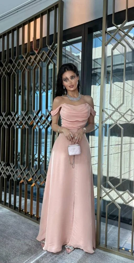 Sexy A Line Off The Shoulder Strapless Pink Long Prom Dresses Evening Dress With Ruffles C2467