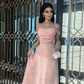 Sexy A Line Off The Shoulder Strapless Pink Long Prom Dresses Evening Dress With Ruffles C2467