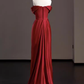 Robe de bal longue en Satin rouge, Sexy, épaules dénudées, tenue d'anniversaire, C246