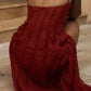 Pretty Sheath Spaghetti Straps Red Ruffles Chiffon Slit Prom Dresses C2487