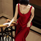 Robe de bal en Satin rouge, ligne A, sexy, bretelles, tenue longue d'anniversaire, C248