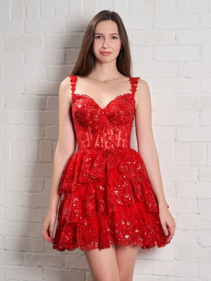 Sweet Lace Sequin Homecoming Dress Off The Shoulder Hoco Dress Red Ruffle Graduation Dresses C2516