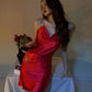 Red Evening Dresses Sexy Formal Party Dresses Spaghetti Strap Senior Homecoming Dress C2525