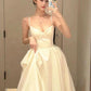 Sexy Ball Gown Spaghetti Straps White Satin Ankle Length Prom Dresses Evening Gowns C2528