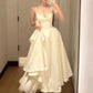 Sexy Ball Gown Spaghetti Straps White Satin Ankle Length Prom Dresses Evening Gowns C2528