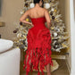 Pretty High Low Sweetheart Red Ruffles Prom Dresses Birthday Party Dress C2552