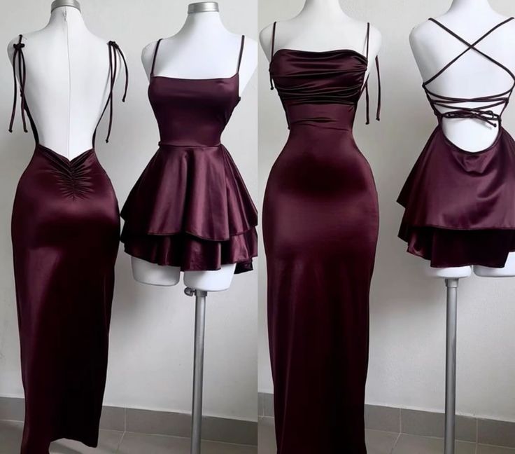 Pretty Sheath Spaghetti Straps Burgundy Backless Prom Dresses Birthday Party Dress C2558