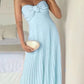 Classy A Line Strapless Light Pink Chiffon Long Prom Dresses Evening Dress With Ruffles C2646