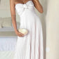 Classy A Line Strapless Light Pink Chiffon Long Prom Dresses Evening Dress With Ruffles C2646