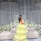 Cute Ball Gown Spaghetti Straps Yellow Tulle Layers Prom Dresses Evening Dress C2659