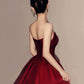 Pretty Strapless Red A Line Long Prom Dresses With Slit C2667