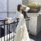 Gorgeous A line Chiffon Long Sleeves White Prom Dress With Layers C2674