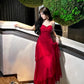 Gorgeous Sheath Spaghetti Straps Red Long Prom Dresses Evening Dress C2677