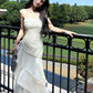 Gorgeous Sheath Spaghetti Straps White Layers Long Prom Dresses Evening Dress C2678