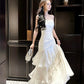 Gorgeous Sheath Spaghetti Straps White Layers Long Prom Dresses Evening Dress C2678