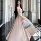 Pretty A line Spaghetti Straps Pink Satin Prom Dresses Formal Evening Dress C2679