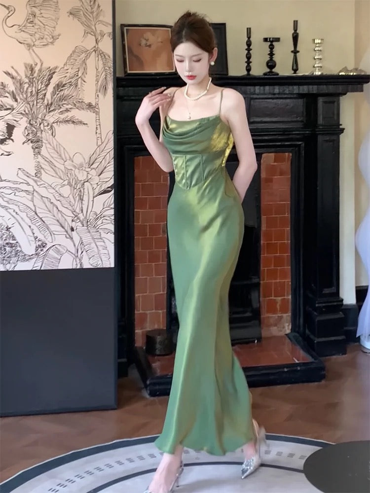 Gorgeous Mermaid Spaghetti Straps Green Prom Dresses Evening Dress C2685