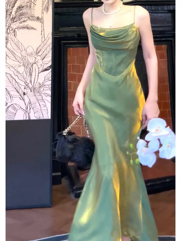 Gorgeous Mermaid Spaghetti Straps Green Prom Dresses Evening Dress C2685