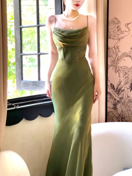 Gorgeous Mermaid Spaghetti Straps Green Prom Dresses Evening Dress C2685