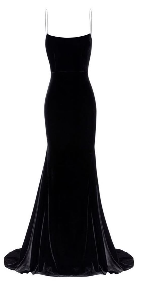 Elegant Mermaid Spaghetti Straps Velvet Black Prom Dresses Long Evening Dress C2773