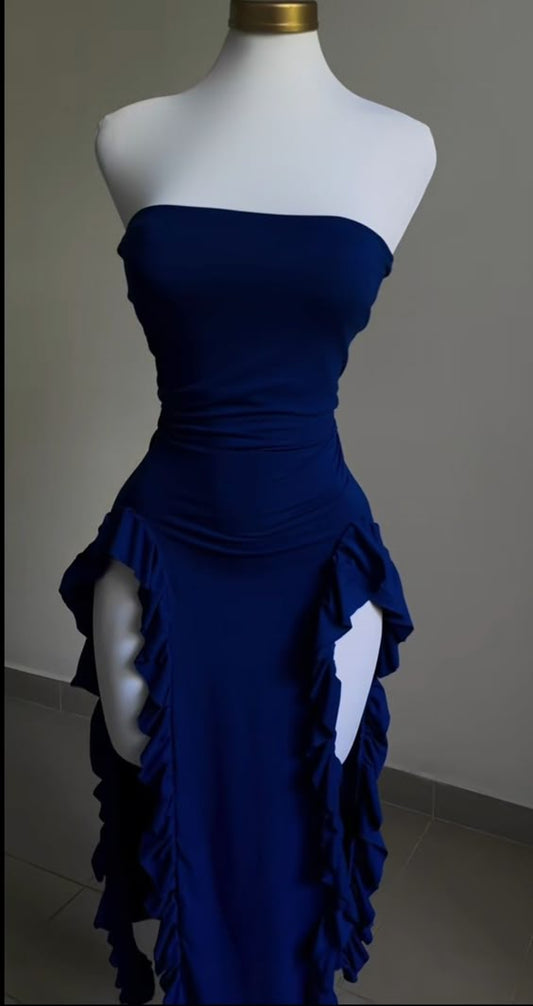 Robe de soirée courte sans bretelles bleu royal pour 20e anniversaire C2808