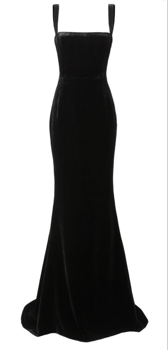 Sexy Mermaid Straps Black Velvet Long Prom Dresses Evening Dress C2810