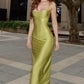 Modest Sheath Straps Green Long Prom Dresses Evening Dress C2834