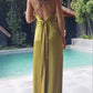 Modest Sheath Spaghetti Straps Gold Long Prom Dresses Evening Dress C2836