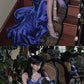 Elegant Sheath Sweetheart Sleeveless Blue Satin Slit Prom Dresses Long Evening Dress C2879