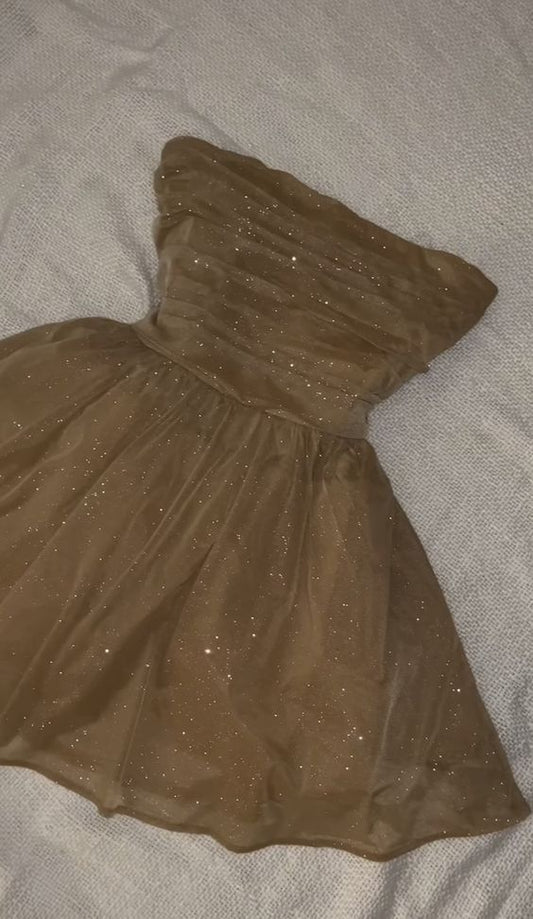 Robe de soirée courte sans bretelles à paillettes pour 16e anniversaire C2949