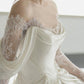 Romantic A line Scoop Neckline Lace Long Wedding Dresses C298