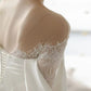 Romantic A line Scoop Neckline Lace Long Wedding Dresses C298