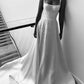 Elegant A Line Spaghetti Straps Long Satin White Prom Dresses Evening Dress C3000