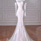 Robes de mariée longues en dentelle blanche sans bretelles sirène vintage C302