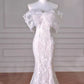 Vintage Mermaid Strapless Long White Lace Wedding Dresses C302