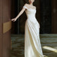 Vintage Mermaid Off Shoulder Wedding Dress White Wedding Dress C303