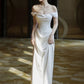 Vintage Mermaid Off Shoulder Wedding Dress White Wedding Dress C303