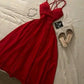 Gorgeous A Line Spaghetti Straps Red Knee Length Prom Dresses Evening Dress Wedding Guest Dress C3043