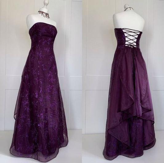 Robe de soirée longue en dentelle à volants et bretelles style vintage C3083