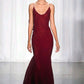 Vintage Mermaid Spaghetti Straps Burgundy Floor Length Prom Dresses Evening Dress C3094