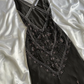 Vintage Sheath V Neckline Long Black Prom Dresses Evening Dress With Beads C3111