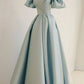 Pretty A line Sweetheart Light Sky Blue Satin Long Party Dress Prom Dresses C3136