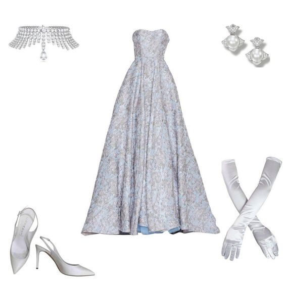 Elegant Ball Gown Strapless Light Sky Blue Lace Long Prom Dresses Evening Dress C3140