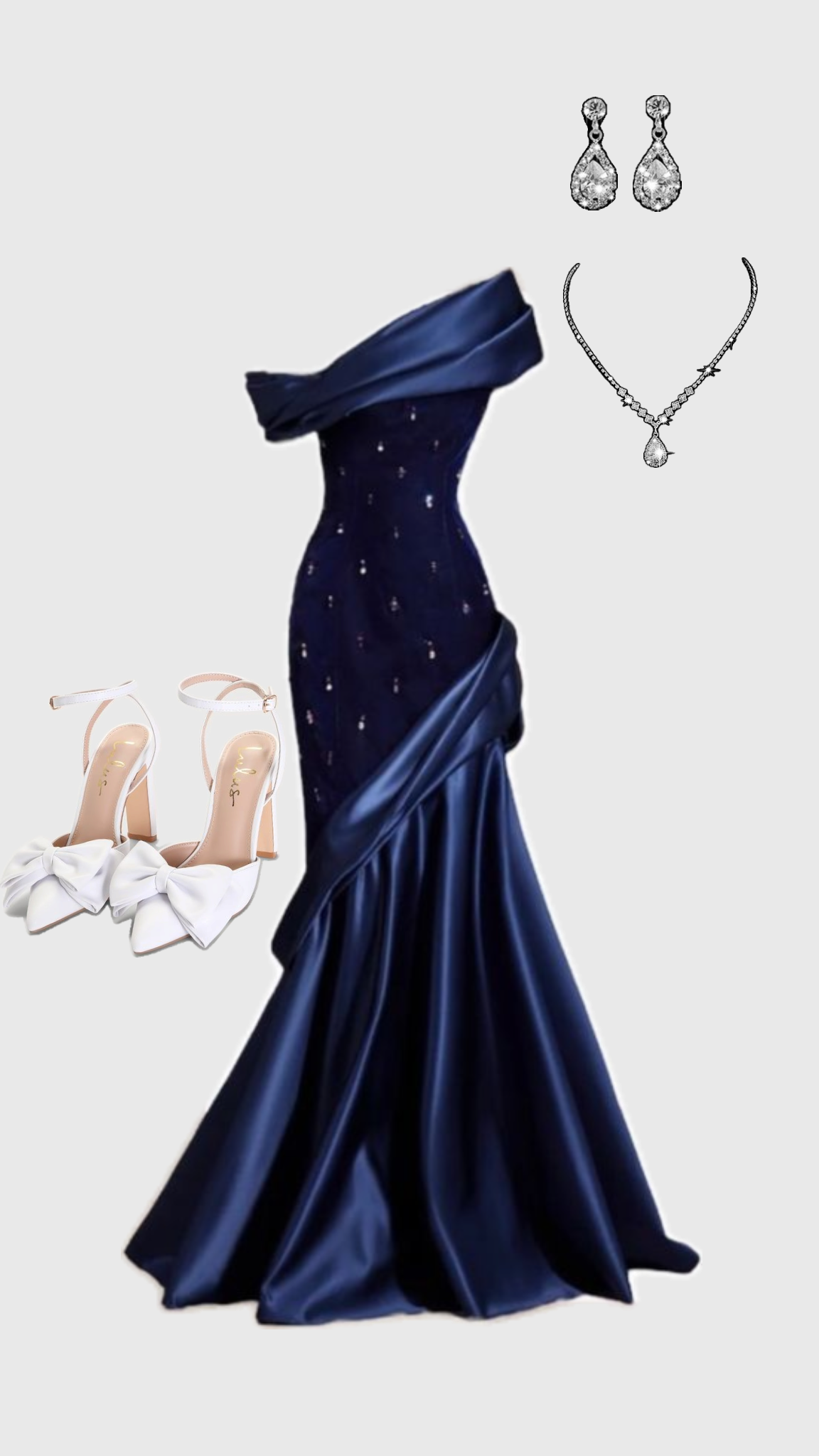 Pretty Mermaid One Shoulder Navy Blue Satin Long Party Dress Prom Dresses C3144