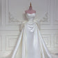 Chic Ball Gown Strapless Sleeveless White Satin Wedding Dresses With Ruffles C3193