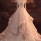 Elegant V-Neck Tulle Long Ball Gown Wedding Dress C320