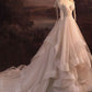 Elegant V-Neck Tulle Long Ball Gown Wedding Dress C320